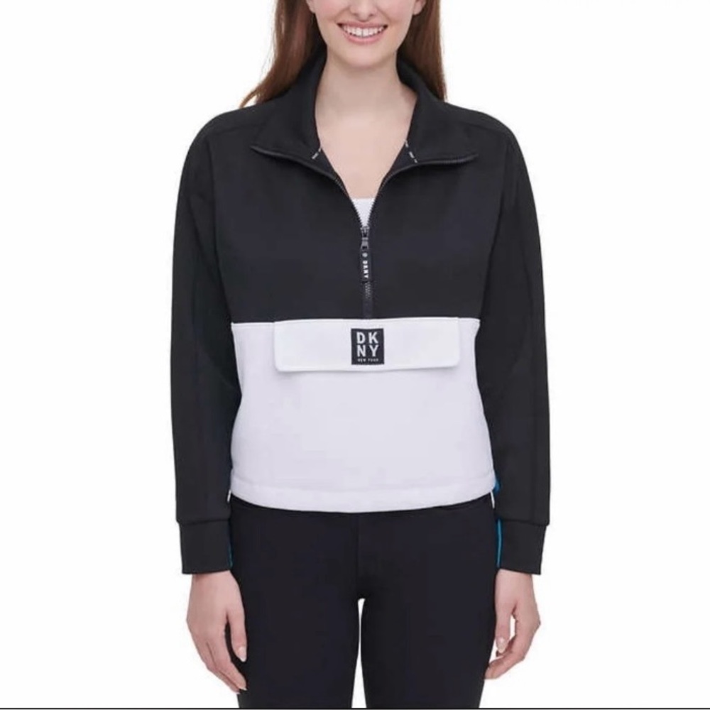 DKNY Sport Color Block Pullover 1/2 Zip Jacket Size Medium - Picture 3 of 6